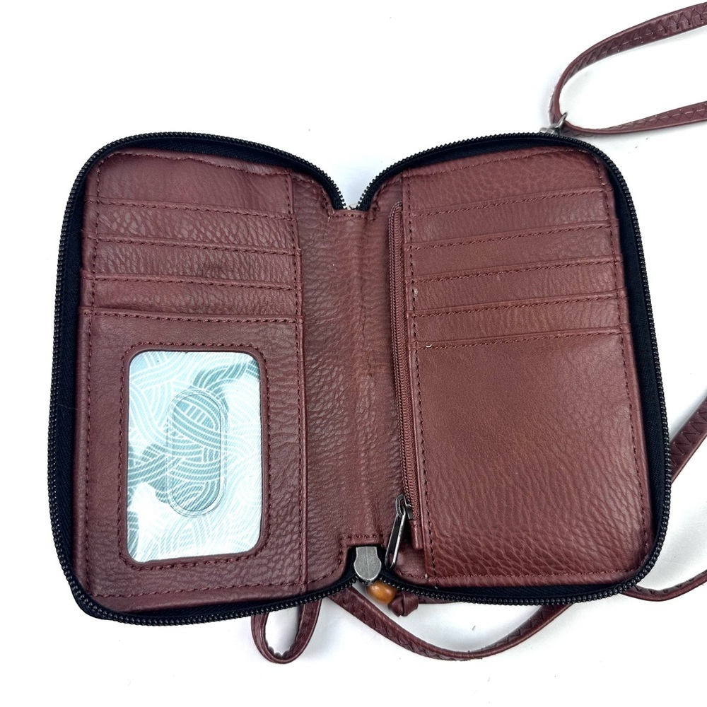 The Sak Iris North South Crossbody Wallet Bag Black Brown Leather Wristlet Strap - Picture 4 of 9